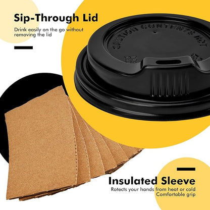 RACETOP 16 oz 100 Pack Black Disposable Coffee Cups - Image 4