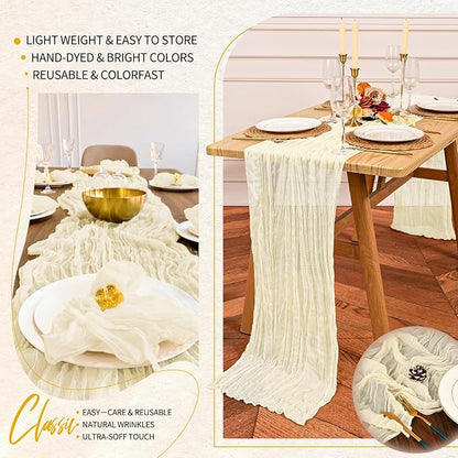 18 Pack Cheesecloth Table Runner 10FT Beige Table Runner Boho Gauze Cheese - Image 5