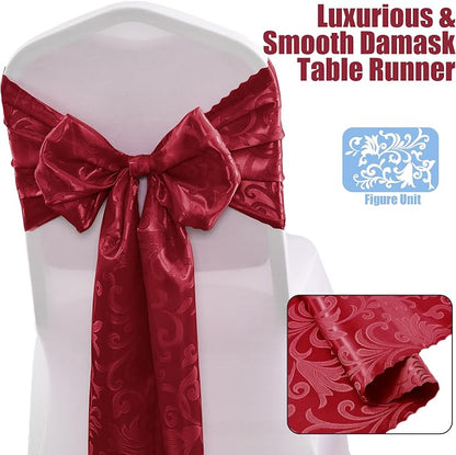 RUDONG M Satin Table Runners, 12 x 108 Inch, 2 Pack | Long Silky Damask - Image 3
