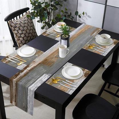 Emvency Table Runner and Placemats Set of 6, Abstract Modern | Painting - Image 3