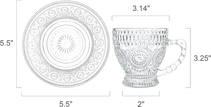 Kingrol 6-Piece Embossed Glass Mug Set - Image 3