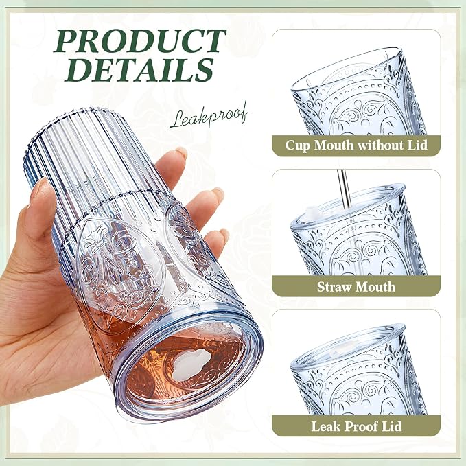 4 Set 20oz Vintage Plastic Tumbler - Image 3