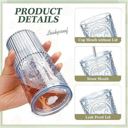 4 Set 20oz Vintage Plastic Tumbler - Image 3