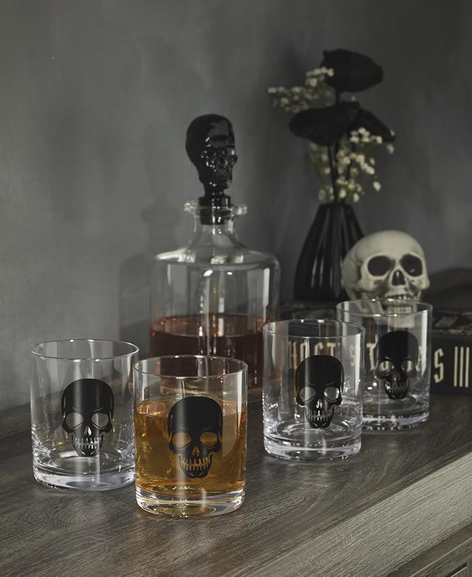 Oneida Barware, 5-Piece Skeleton Whiskey Set, 4 Drinking Glasses & 1 Decanter - Image 4