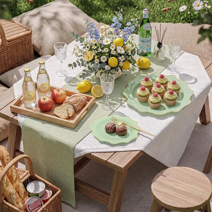 175Pcs Sage Green Plastic Plates - Image 3