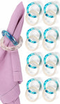 CLEENTABLE Epoxy Resin Napkin Ring - Set of 8 Interlocked Handmade Farmhouse Table Decor for Dining, Weddings, Holidays - Durable Elegant Napkin Holders for Special Occasion Blue Opaque