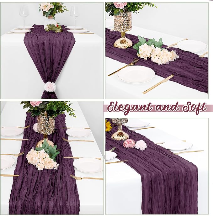 16 Pack Dark Purple Cheesecloth Table Runners 20x120 Inch Gauze Table Runner - Image 4