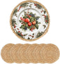 Round Woven Placemats - Boho Rattan Placemats Natural Water Hyacinth Farmhouse Weave Place Mats, Rustic Braided Wicker Table Mats for Dining Table,Home,Wedding (12 inch Set of 6)