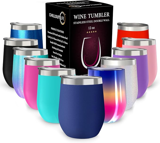CHILLOUT LIFE 12 oz Stainless Steel Wine Tumbler - Image 2