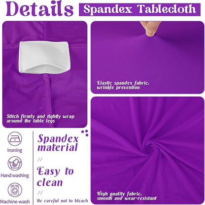 HAISIWLKJ 6 Pack Table Cloth 8ft Purple Tablecloths for Rectangle Folding Table Spandex Fitted Stretch Cover Wrinkle Resistant Washable Protector for Party, Wedding, Banquet, Festival.