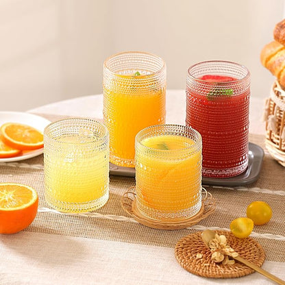 Moretoes Vintage Hobnail Drinking Glasses Set of 12 | 15 Oz Highball Glasses & - Image 2