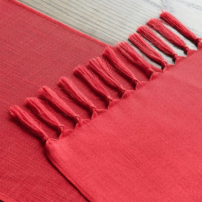 Artoid Mode Red Tassel Table Runner, Christmas Linen Blend Rustic Farmhouse - Image 4