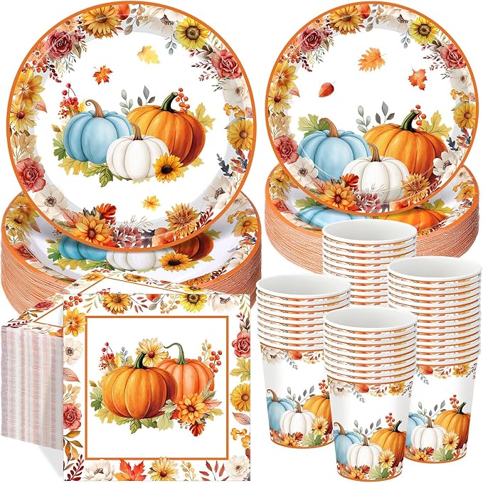 Pickmesh 250 Pcs Fall Thanksgiving Party Decorations Fall Maple Leaves Pumpkins by Pickmesh
