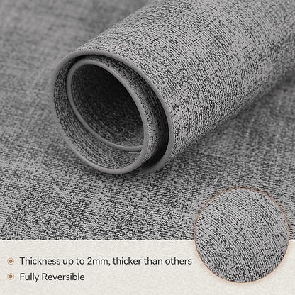 Round Table Placemats Set of 6, Faux Leather Wedge Shape Place Mats Heat Resistant Wipeable Washable Table Mats for Dining Outdoor Indoor, Gray