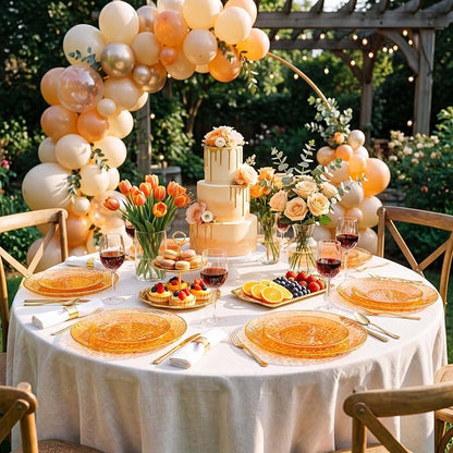 Rubtlamp 60Pcs Orange Plastic Plates, Hammered Plastic Plates Include 30 - Image 8