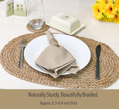 Set of 4 Jute Braided Oval Placemats – 13x19 Inch Rustic Natural Jute Table - Image 4