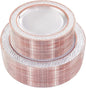 102PCS Rose Gold Plastic Plates - Clear Rose Gold Disposable Plates Include 51PCS 7.5inch Dessert Plate 51PCS 10.25inch Dinner Plate Perfect for Weddings Valentine's Day Parties