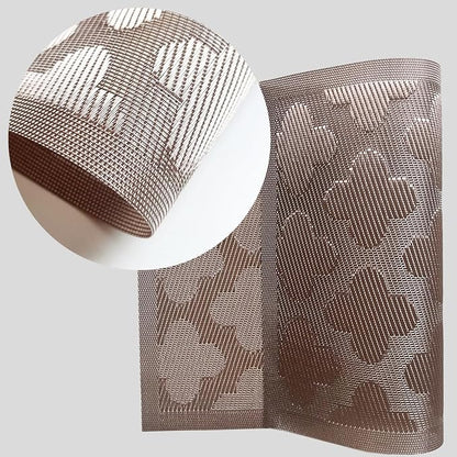 Elegant Placemats Vinyl Woven Heat-Resistant Placemats Set of 4 Washable Easy to Clean Table Mats for Dining Room and Decorate (Champagne)