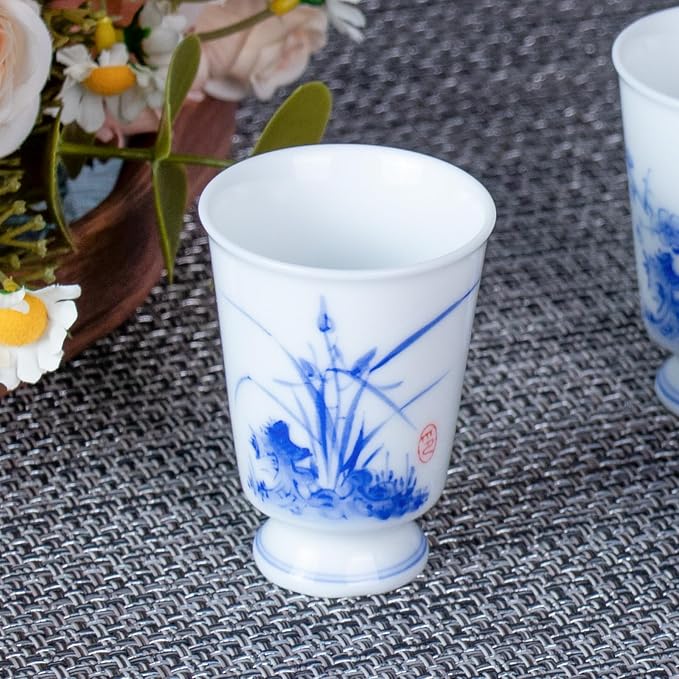 KAMMAK Ceramic Tea Cups Set of 4, 1.5 oz, Vintage Small Teacups, 730N | Hand - Image 4