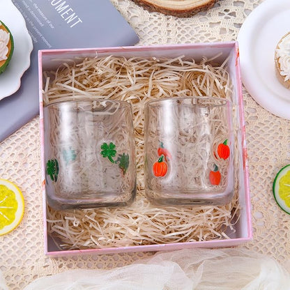 Icon Juice Glasses, 14oz Stemless Wine Drinking Juice Glass Cup for Valentine Party Supplies Gift(7 Pcs,Multi-style)
