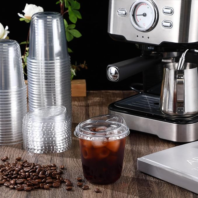 Ziliny 50 Sets Clear Plastic Coffee Cups - Image 2