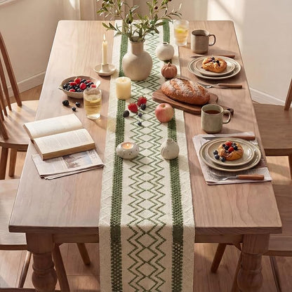 Artoid Mode Army Green Stripe Diamond Woven Table Runner 12x72 Inch | Holiday - Image 4