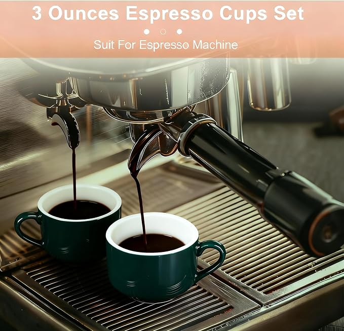 3 Ounce Espresso Cups Set of 4, Stackable Demitasse Mugs, Includes Display Stand - Image 5