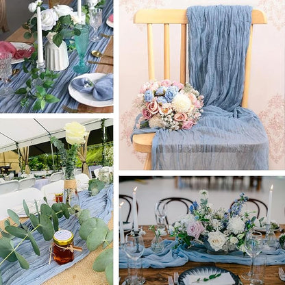 4 Pack Dusty Blue Cheesecloth Table Runner 20 x 120 inch Gauze Table Runners 10 - Image 4