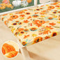 Smiry Plastic Thanksgiving Tablecloth, Sunflower & Pumpkin Waterproof Elastic Fitted Table Covers for 8 Foot Tables, Wipeable Flannel Backed Vinyl Tablecloths for Autumn Harvest (Gold, 30x96 Inches)