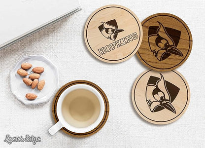 LazerEdge John Hopkins Blue Jays Wooden Coaster Set - Maple Wood - Officially Licensed Product - 4-Pack