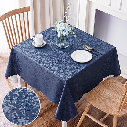 Smiry Square Table Cloth, Waterproof Heavy Duty Vinyl Tablecloths, Wipeable Washable Table Cover for Kitchen and Dining Room (Navy Blue, 54" X 54")