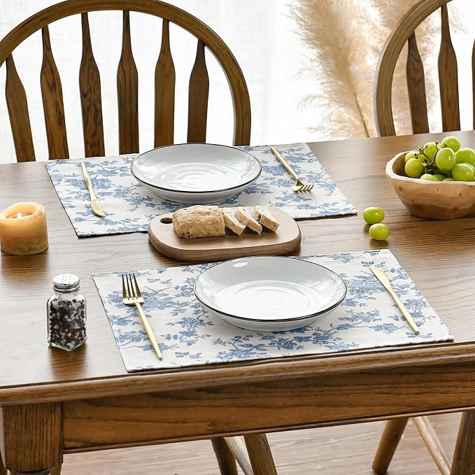 Pastoral Placemats for Dining Table Set of 6, Reversable & Heat-Resistant - Image 4