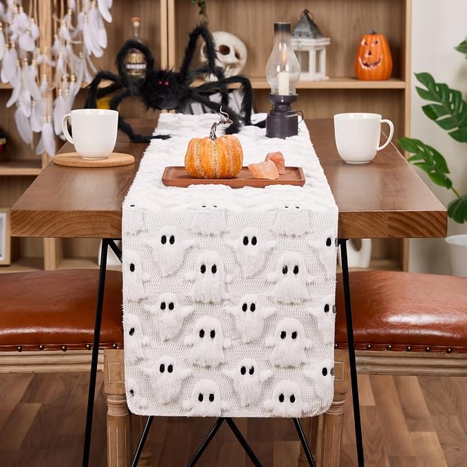 White Ghosts Halloween Table Runner Seasonal Autumn Kitchen Dining Table - Image 7