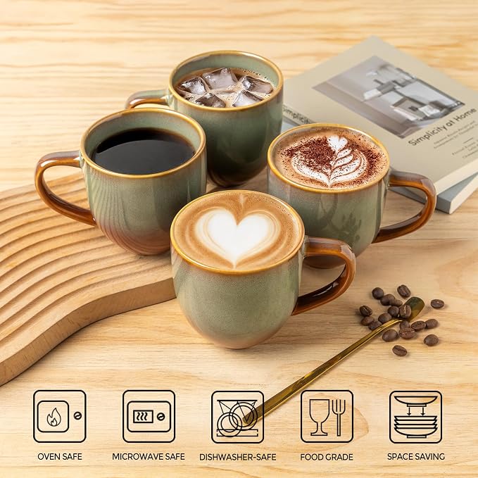 theterra Ceramic Coffee Mugs Set of 6, 12 oz Coffee Cups - Image 4