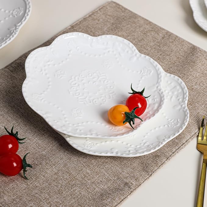 Gaolinci European Palace Series Lace Embossed Ceramic Dinner Plate - Image 6