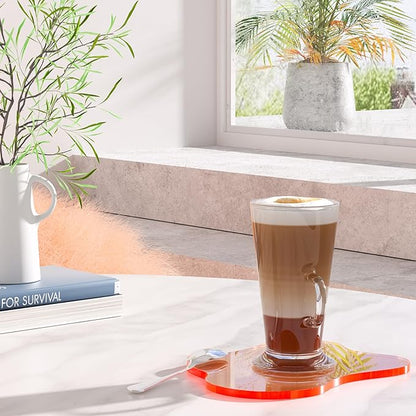 Acrylic Coaster Decorative Plates,Coral Pink Bar Drink Coaster, Clear Cloud Shape Coffee Cup Coaster, Perfect for Tabletop Protection and Accessories Display.(Coral Pink)