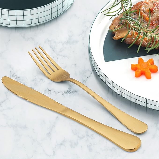 LIANYU 30 Piece Gold Silverware Set, Stainless Steel Gold Cutlery Set - Image 7