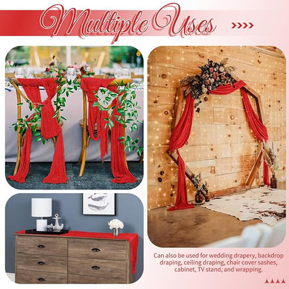 25 Pack Red Table Runner 17 x 108inch Cheesecloth Table Runner Boho Gauze Table - Image 5