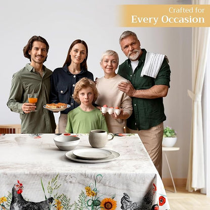 Maison d' Hermine Table Cloth Rectangle Table 100% Cotton 70 x 108 Inches Tablecloth Reusable Decorative for Dining Room Farmhouse Home Valentines Day Decorations Spring Summer - Basse Cour