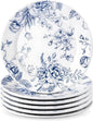 Honeydak 6 Pcs 6 Inch Blue Floral Flower Ceramic Plates Blue and White by Honeydak