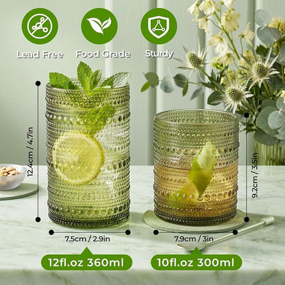 Hobnail Drinking Glasses Set of 12 Kitchen Glass Cups Glassware - Image 2