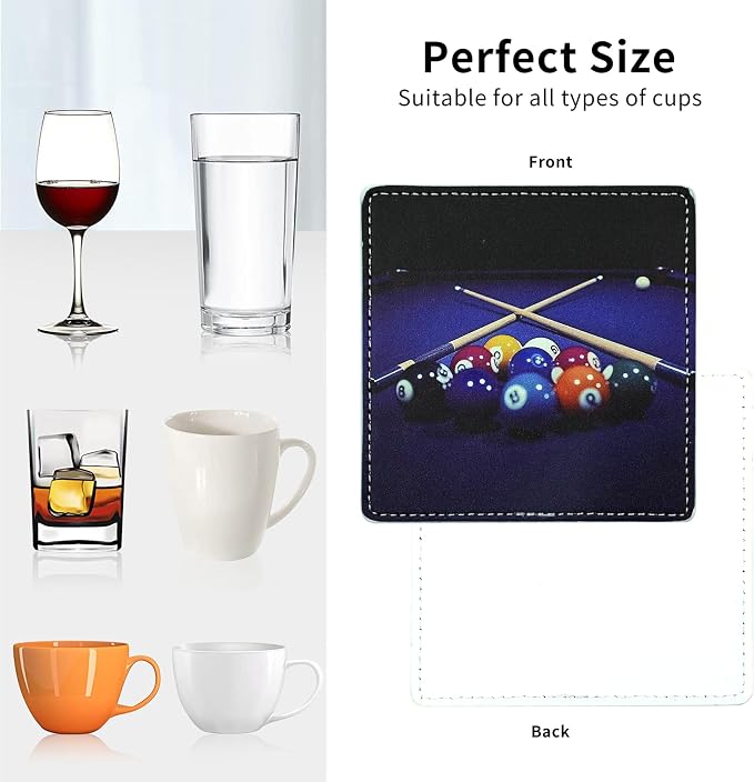 Marble Coasters Square Leather Drinks Coaster Set - Image 4