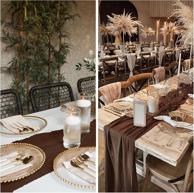 6 Pack Brown Cheesecloth Table Runner 35 x 120 Inch | Boho Gauze Fabric - Image 5