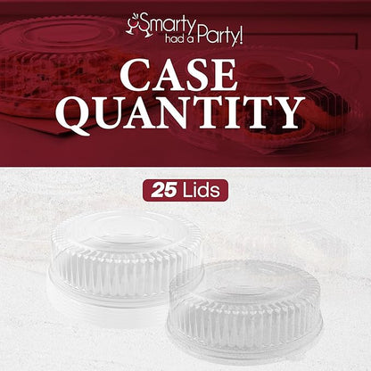Smarty Had A Party 12 Inch Clear Round Plastic Tray Lids – Stackable Plastic Dome Lids for Catering Trays with Lids, Party Trays & Food Platters – BPA-Free Disposable Dome Covers – 25-Pack