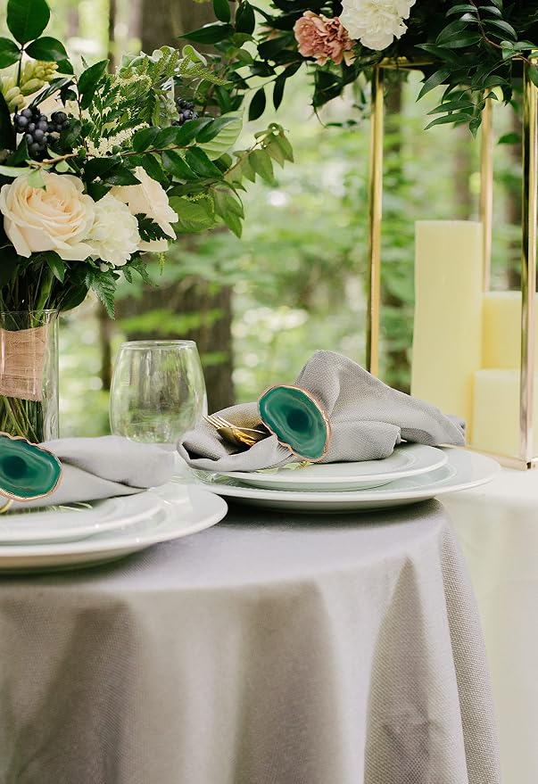 Gold Napkin Rings Set of 4, Natural Agate Slice | Dinner Table Decor - Image 4