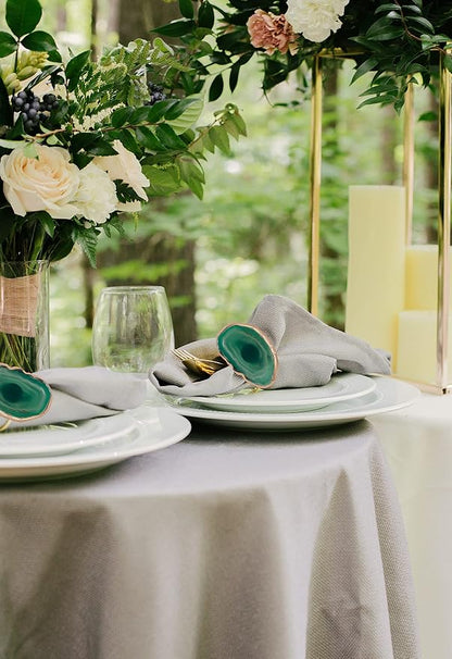 Gold Napkin Rings Set of 4, Natural Agate Slice | Dinner Table Decor - Image 4