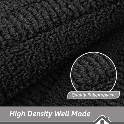 BEQHAUSE 24x40 Inch Kitchen Rug Mat Durable Kitchen Rugs Non-Slip Washable Absorbent Kitchen Mats for Floor Dirt-Resistant Semicircular Kitchen Mat (Black)