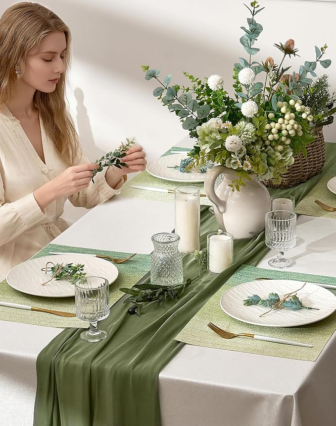 Leetaltree Gradient Green Woven Placemats Set of 24 - Image 3