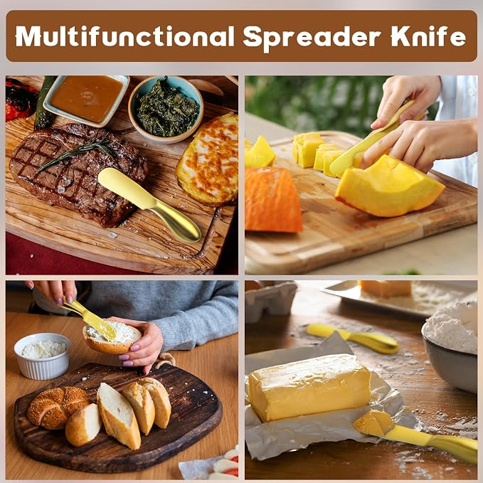 Butter Knife Butter Spreader Knife Gold Butter Knives 4 PCS Cheese Spreader - Image 4