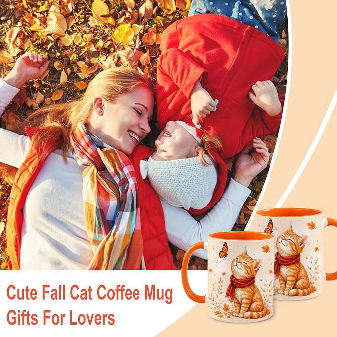 Hyturtle Orange Tabby Cat Coffee Mug, Cute Fall Gift - Image 3